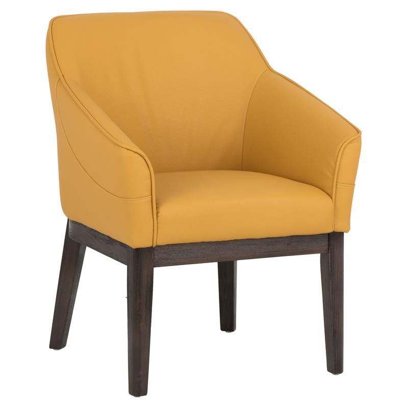 Modern Faux Leather Dining Armchair, Mustard Yellow Faux Leather Dining Chairs
