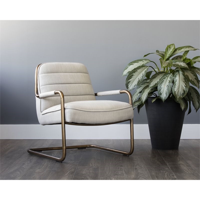 Rustic Bronze Sunpan Modern 102584 Lincoln Lounge Chair Beige Linen