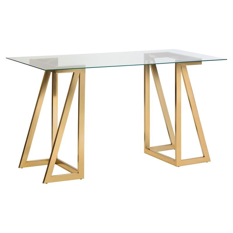 glass desk with gold legs