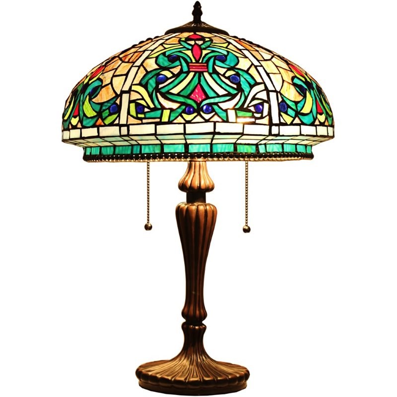 CHLOE Doloris Tiffany-Style Victorian Stained Glass Table Lamp 17