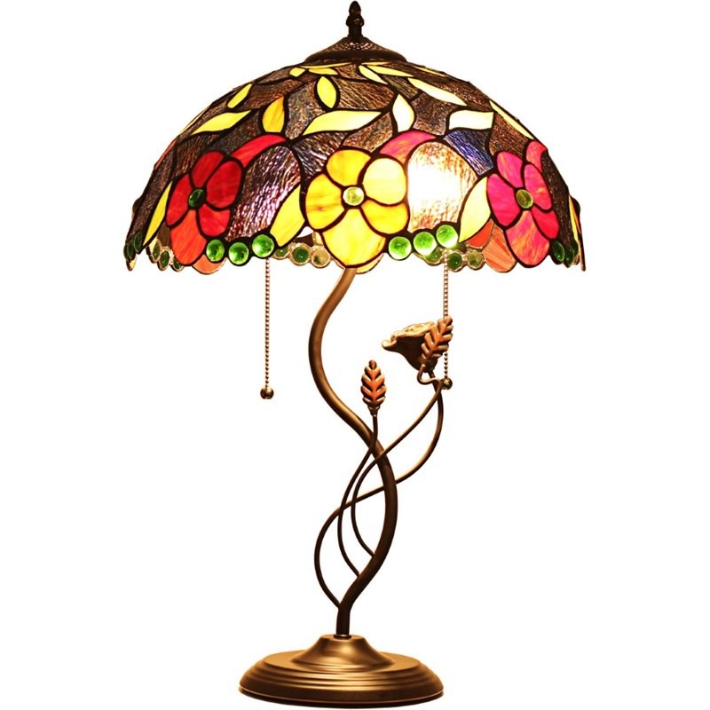 CHLOE Mariebelle Tiffany-Style Floral Stained Glass Table Lamp 16