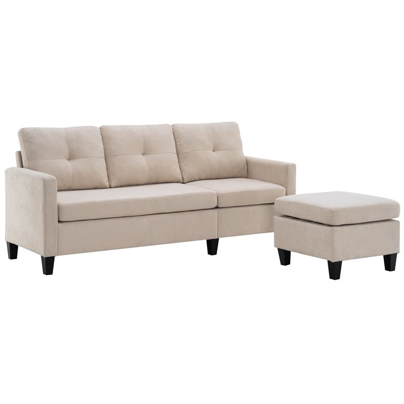 Devion Furniture Polyester Fabric Sectional Sofa in Beige Homesquare