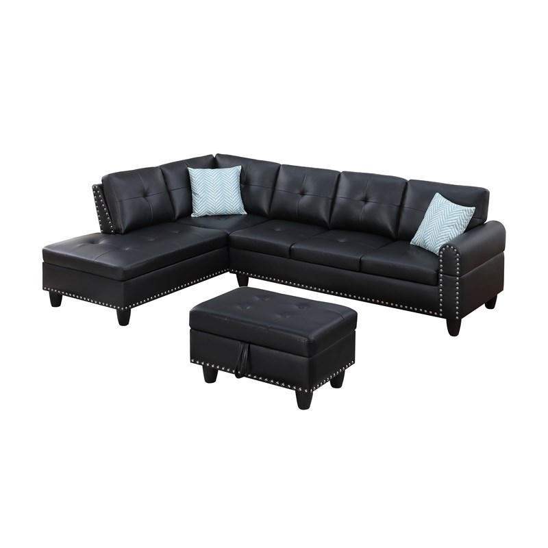 Faux Leather Sectional Sofa Bed | Baci Living Room