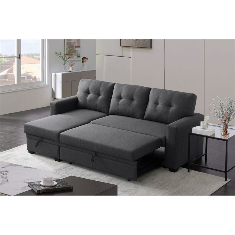 Devion Furniture Polyester Fabric Reversible Sleeper Sectional Sofa ...