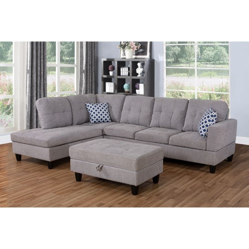 Devion Furniture Modern Fabric Sectional Sofa in Gray Homesquare