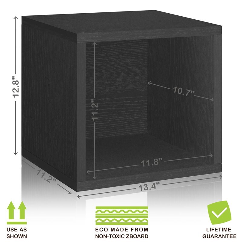 Way Basics Stackable zBoard Cube Cubby Organizer Shelf in Black Wood Grain