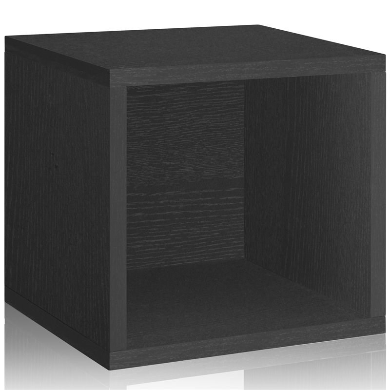 Way Basics Stackable zBoard Cube Cubby Organizer Shelf in Black Wood Grain