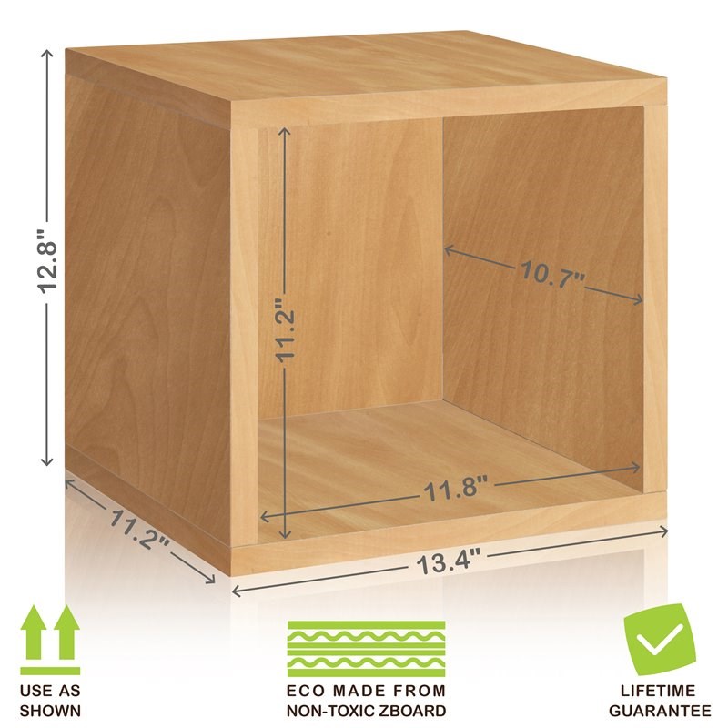 Way Basics Stackable zBoard Cube Cubby Organizer Shelf in Natural Wood Grain