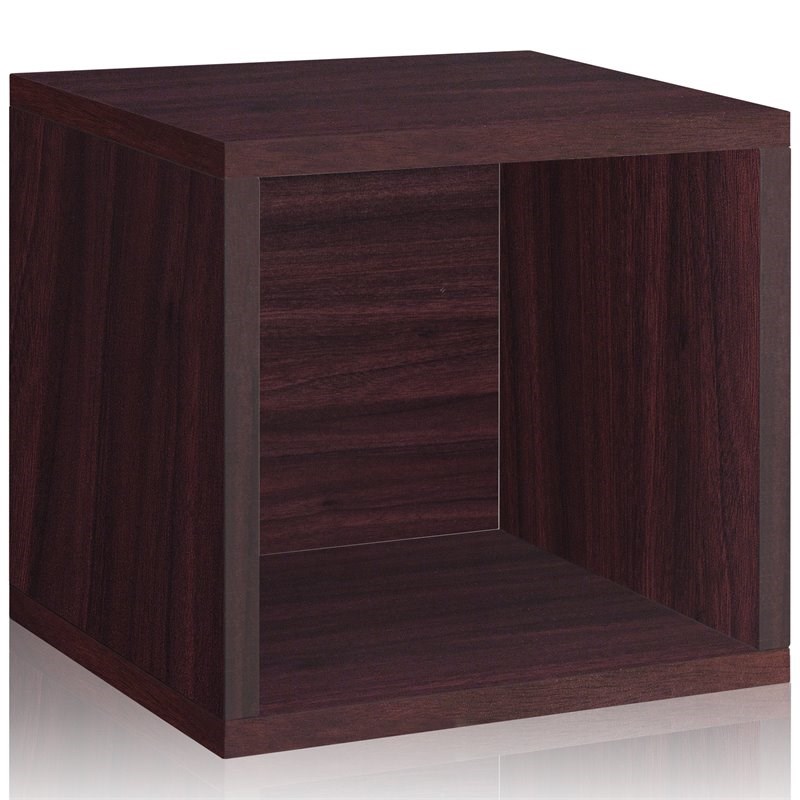 Way Basics Stackable zBoard Cube Cubby Organizer Shelf in Espresso Wood Grain