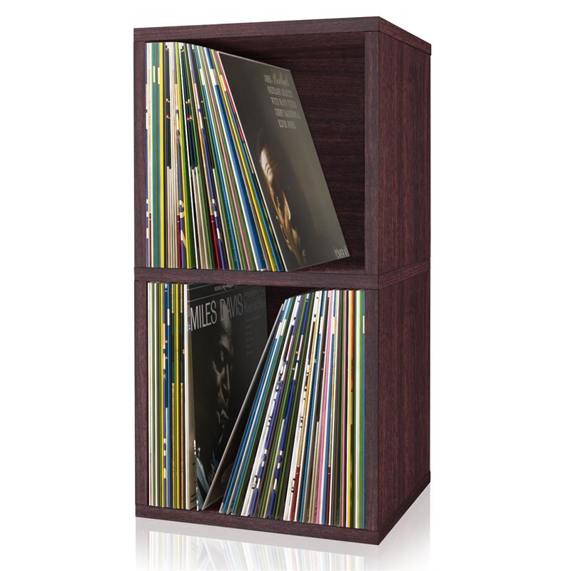 Way Basics 2 Tier zBoard Vinyl Record Bookcase Shelf in Espresso Wood Grain