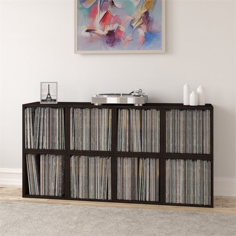Way Basics zBoard Vinyl Record Display Storage Shelf in Espresso Wood Grain