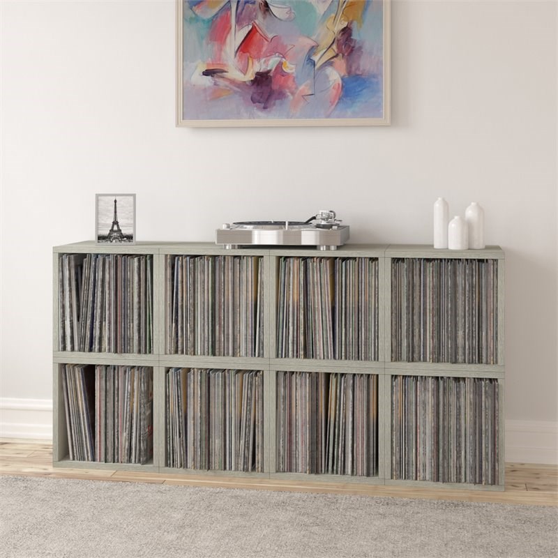 Way Basics zBoard Vinyl Record Display Storage Shelf in Gray Wood Grain