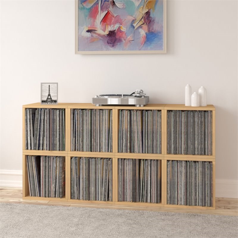 Way Basics zBoard Vinyl Record Display Storage Shelf in Natural Wood Grain