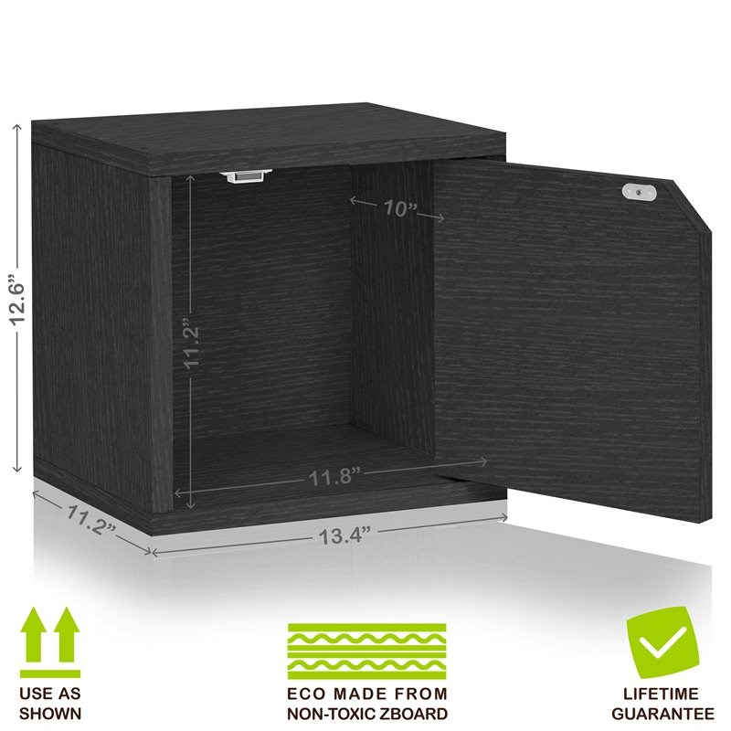 Way Basics zBoard Modular Closet Storage Cubby Door in Black Wood Grain