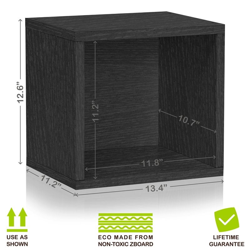 Way Basics zBoard Modular Closet Storage Cube Cubby Unit in Black Wood Grain