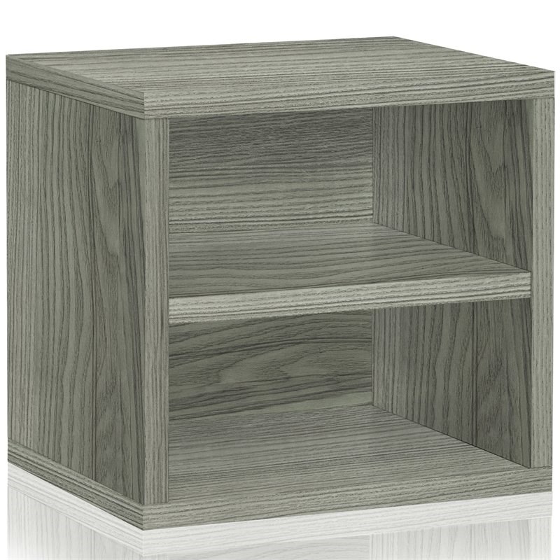 Way Basics 2 Shelf zBoard Modular Closet Storage Cube in Gray Wood Grain