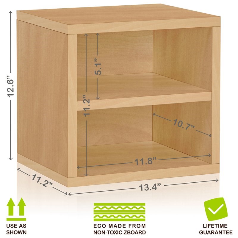 Way Basics 2 Shelf zBoard Modular Closet Storage Cube in Natural Wood Grain