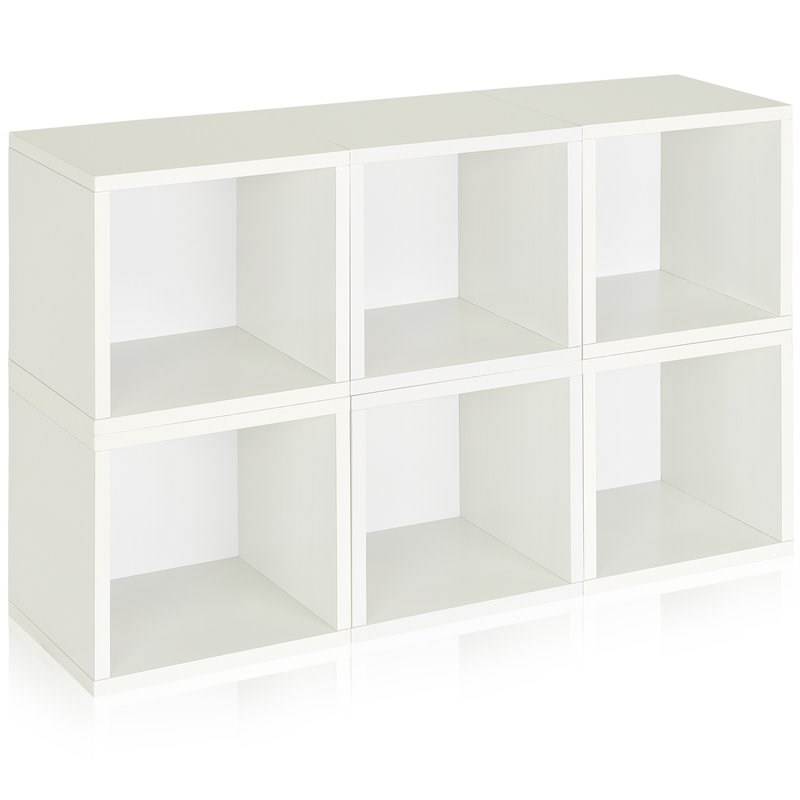 Way Basics Stackable zBoard Cube Cubby Organizer Shelf in White (Set of 6)