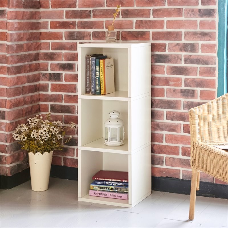 Way Basics 3 Cubby zBoard Bookcase Shelf Organizer in White
