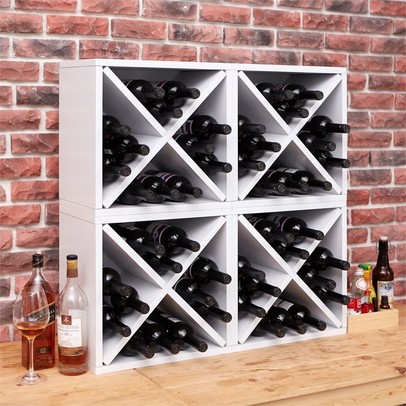 Way Basics 12 Bottle Stackable zBoard Home Wine Rack in White