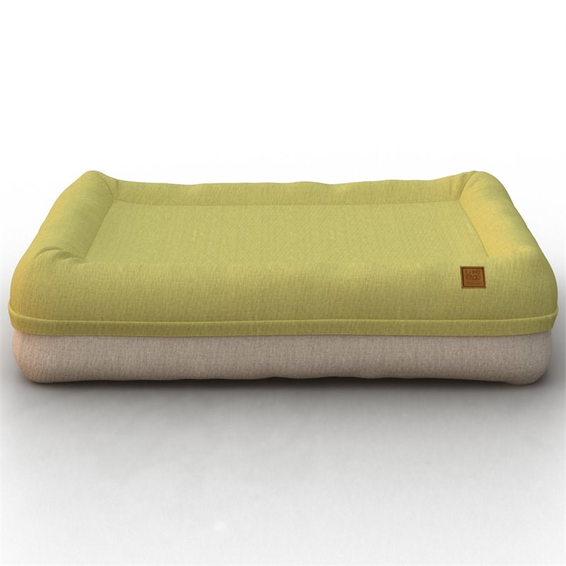 Way Basics Pup Pup Kitty Large NoFom Plush Orthopedic Dog Bed in Green and Beige