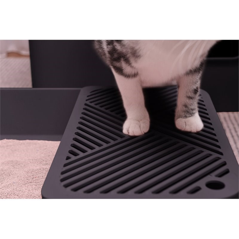 Way Basics Meowy Studio Loo All in One Plastic Cat Litter Box in Carbon Gray
