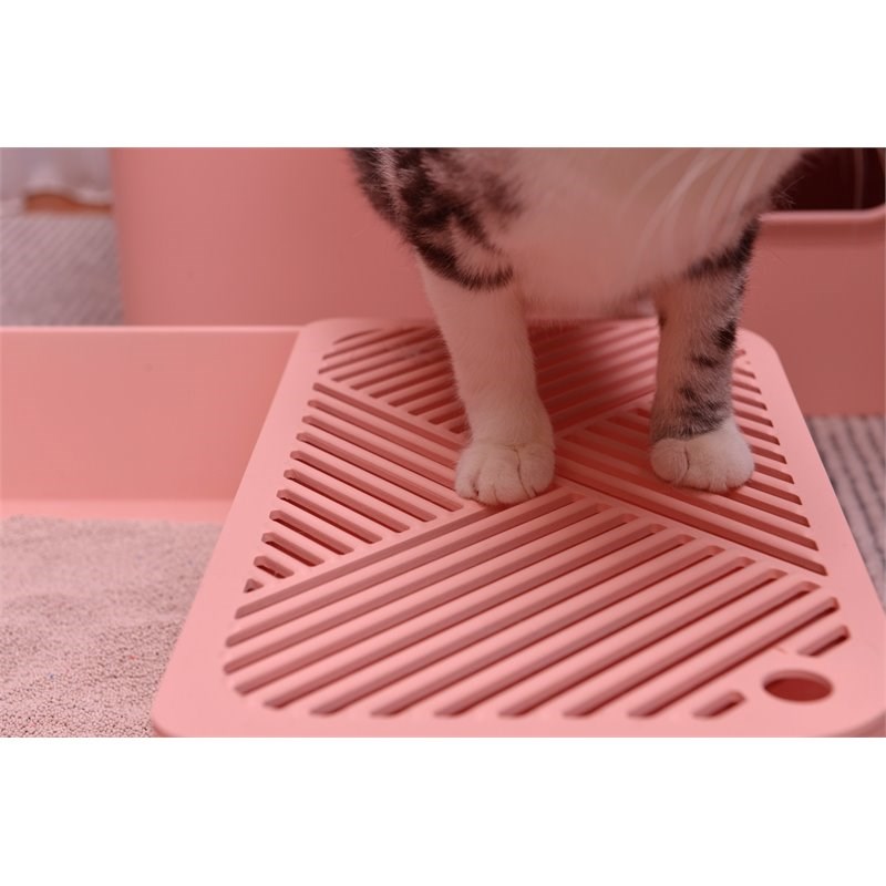 Way Basics Meowy Studio Loo All in One Plastic Cat Litter Box in Blush Pink
