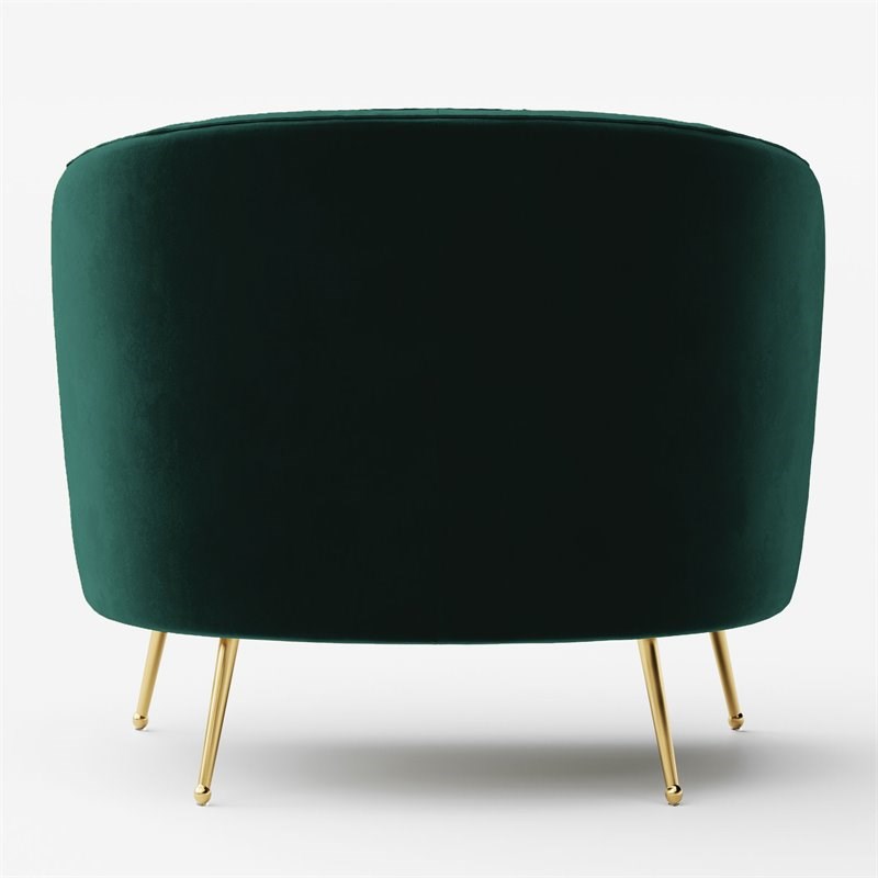 Omax Decor Sven Barrel Steel/Velvet Accent Chair with Gold Legs in Green