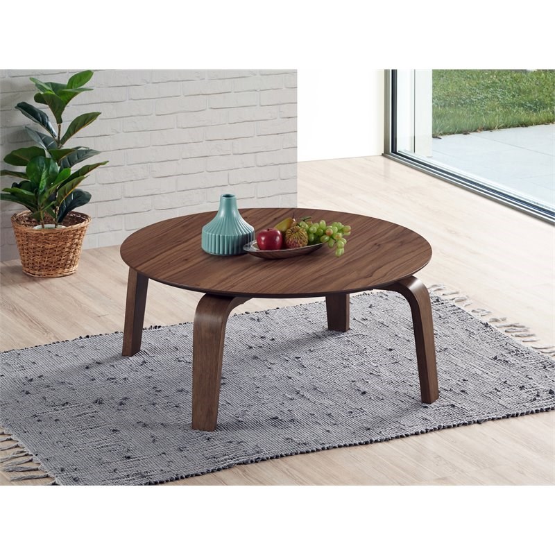 Omax Decor Mod Round Shape MidCentury Wood Coffee Table in Brown