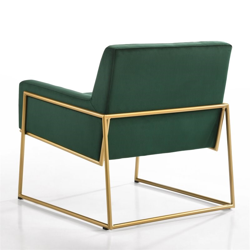 Omax Decor Milano Modern Steel & Velvet Upholstered Lounge Accent Chair in Green