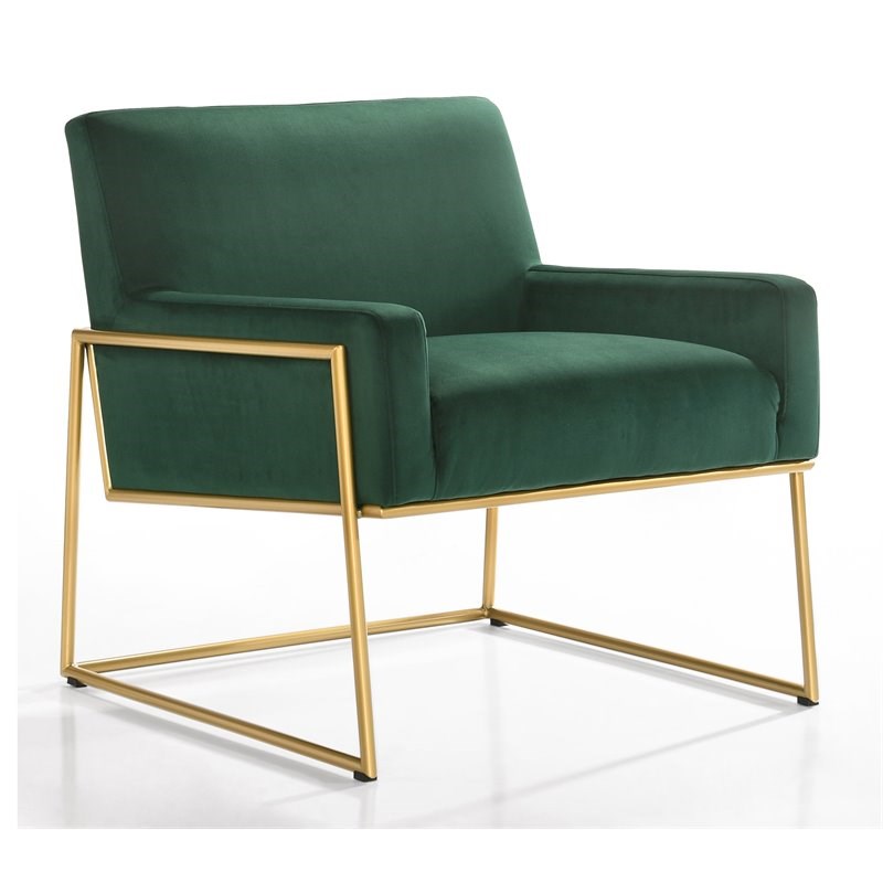 Omax Decor Milano Modern Steel & Velvet Upholstered Lounge Accent Chair in Green