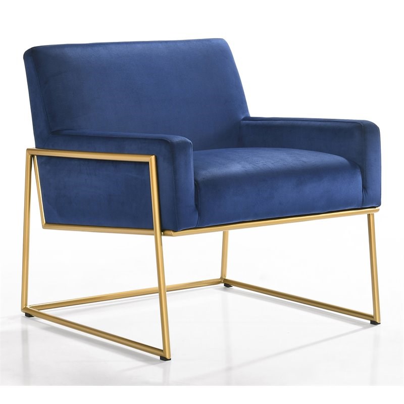 Omax Decor Milano Modern Steel & Velvet Upholstered Lounge Accent Chair in Blue
