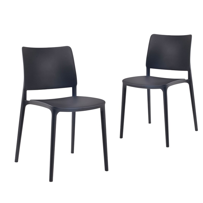Omax Decor Cleo Resin Patio Dining Chair in Anthracite Black - (Set of 2)