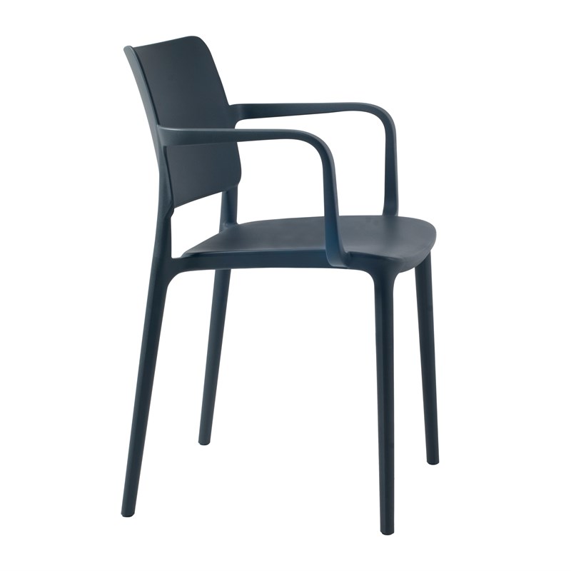 Omax Decor Cleo Arm Resin Patio Dining Chair in Anthracite Black - (Set of 2)