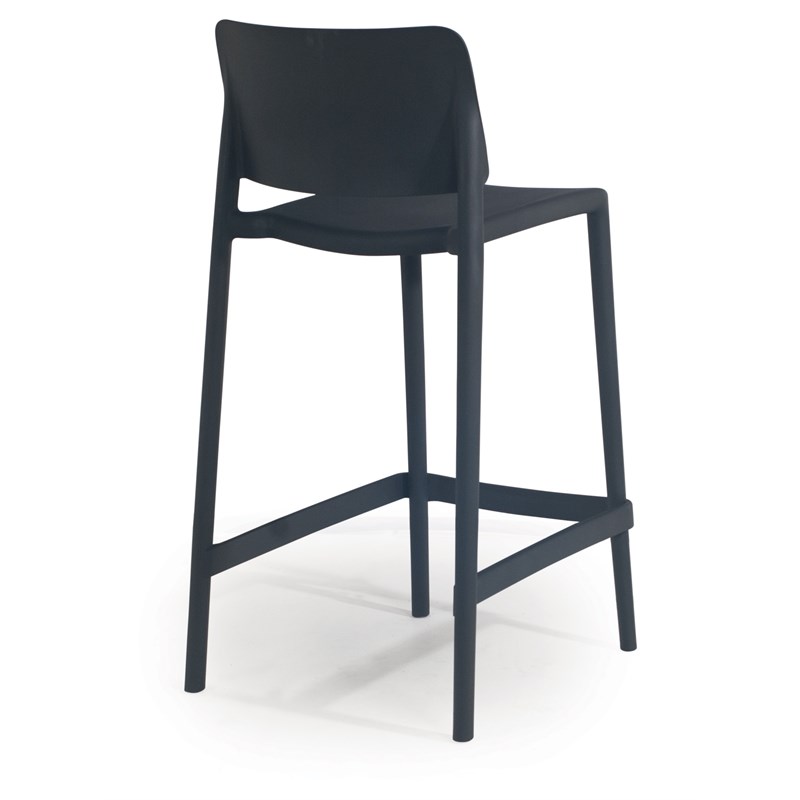 Cleo Plastic Stackable Counter Height Bar Stool in Anthracite Black - (Set of 2)