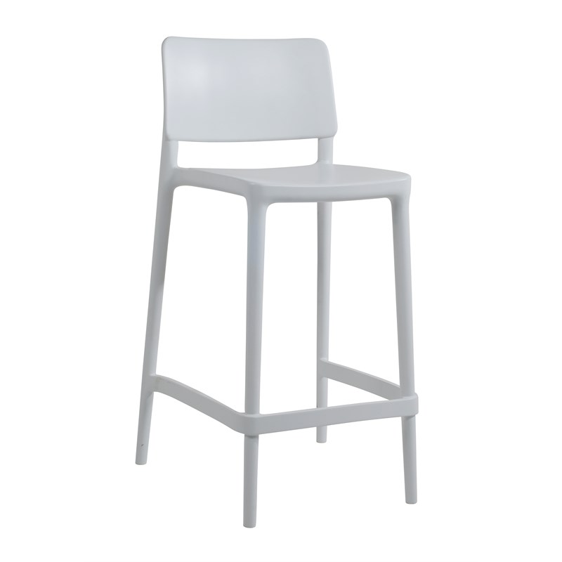 Omax Decor Cleo Plastic Stackable Counter Height Bar Stool in White - (Set of 2)