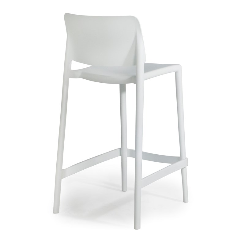 Omax Decor Cleo Plastic Stackable Counter Height Bar Stool in White - (Set of 2)