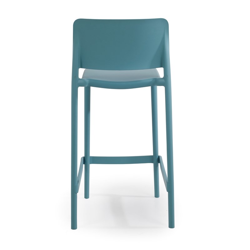 Omax Decor Cleo Plastic Stackable Counter Height Bar Stool in Blue - (Set of 2)