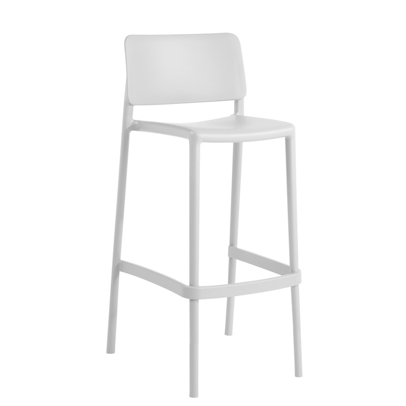 Omax Decor Cleo Patio Plastic Stackable Bar Height Bar Stool in White - Set of 2