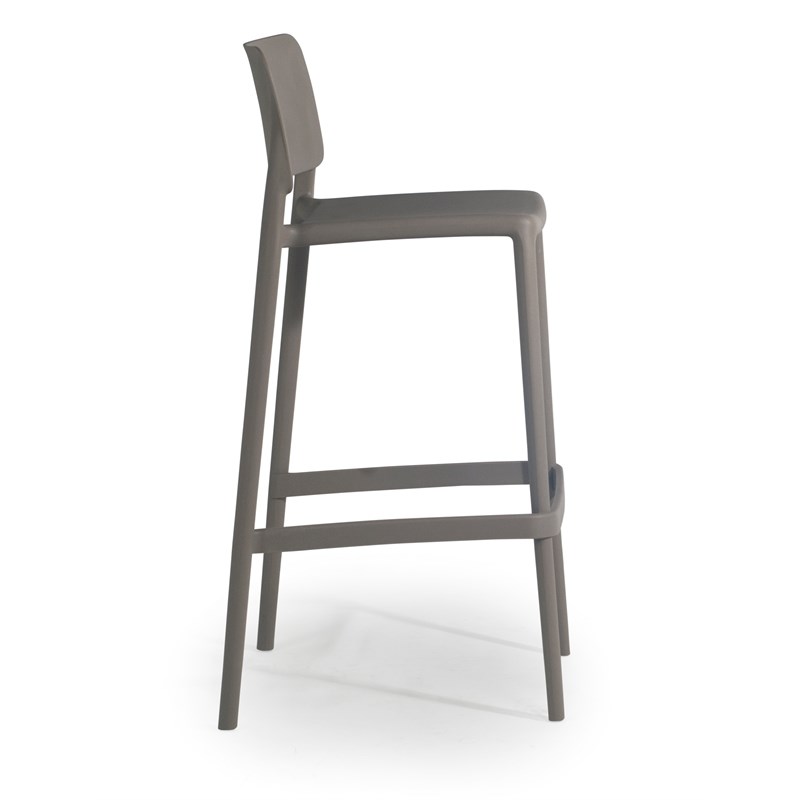 Omax Decor Cleo Patio Plastic Stackable Bar Height Bar Stool in Taupe - Set of 2