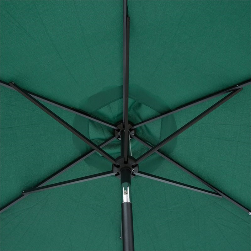 Sun-Ray 9' Round 6Rib Solar Lighted Umbrella in Hunter Green