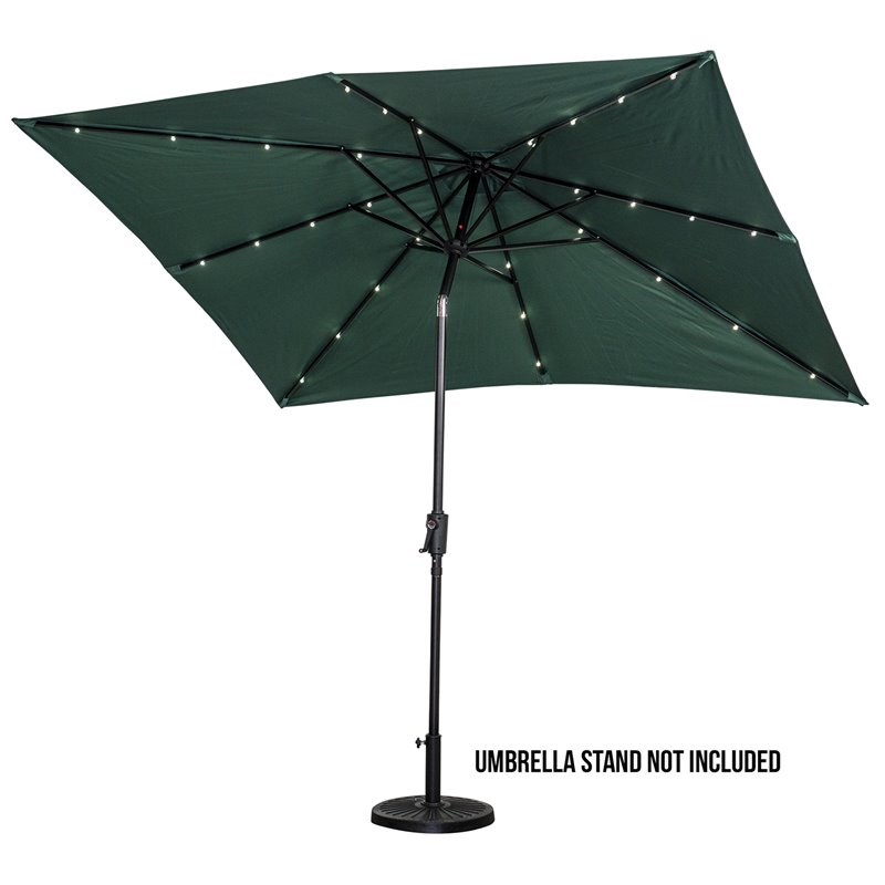 Sun-Ray 9'x7' Rectangular Solar Lighted Umbrella in Hunter Green