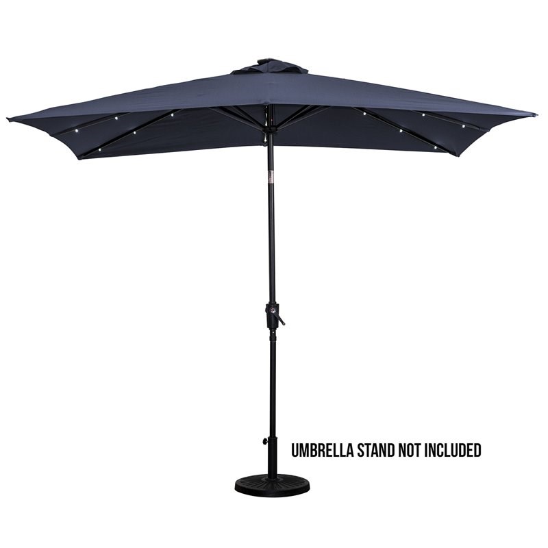 Sun-Ray 9'x7' Rectangular Solar Lighted Umbrella in Navy
