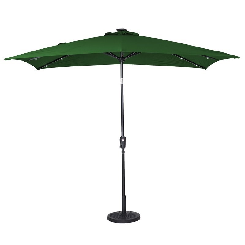 Sun-Ray 9'x7' Rectangular Solar Lighted Umbrella in Hunter Green - Olefin