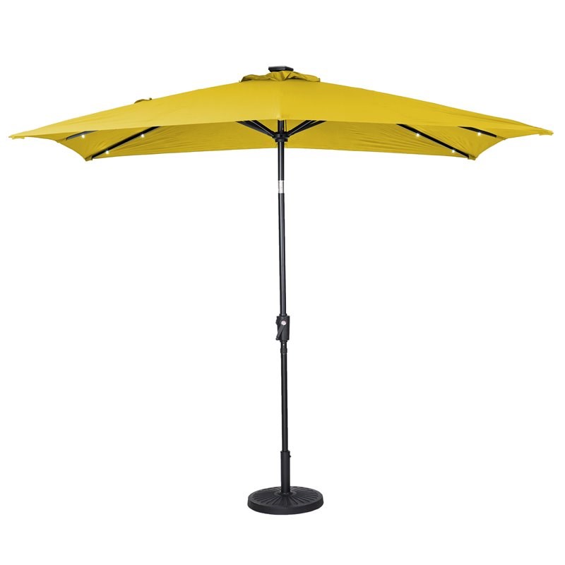 Sun-Ray 9'x7' Rectangular Solar Lighted Umbrella in Yellow - Olefin