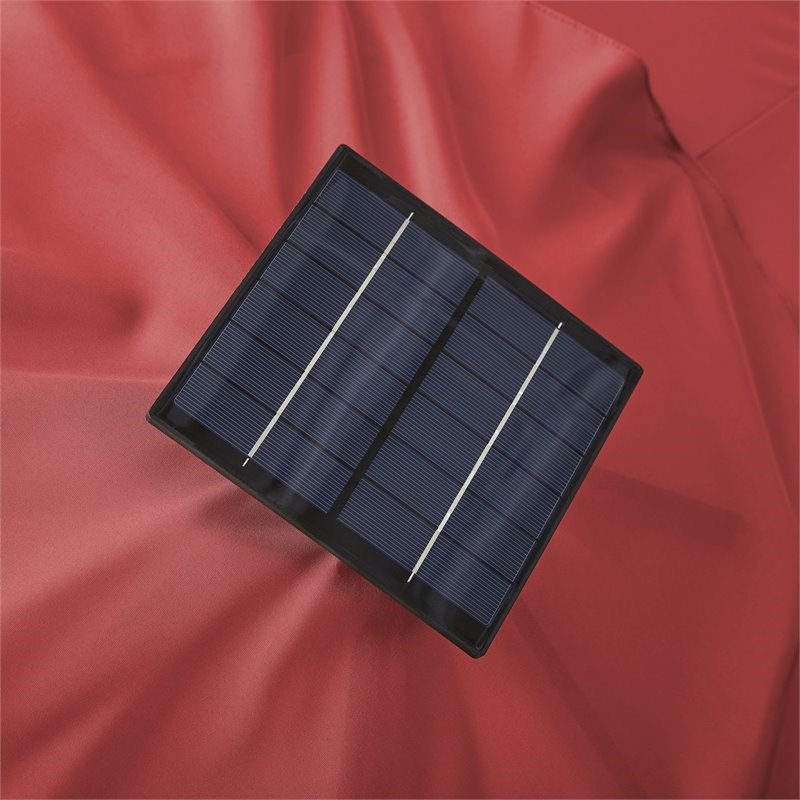 Sun-Ray 9' Round 8-Rib Aluminum Bluetooth Solar Lighted Umbrella in Scarlet