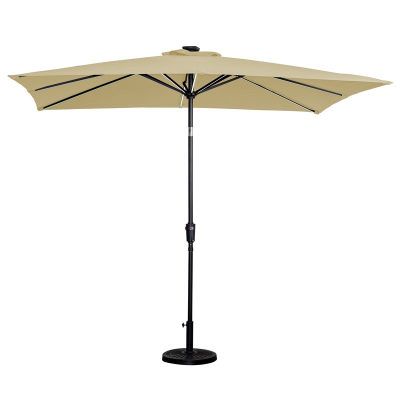 Sun-Ray 9'x7' Rect. Next Gen Solar Lighted Umbrella in Taupe