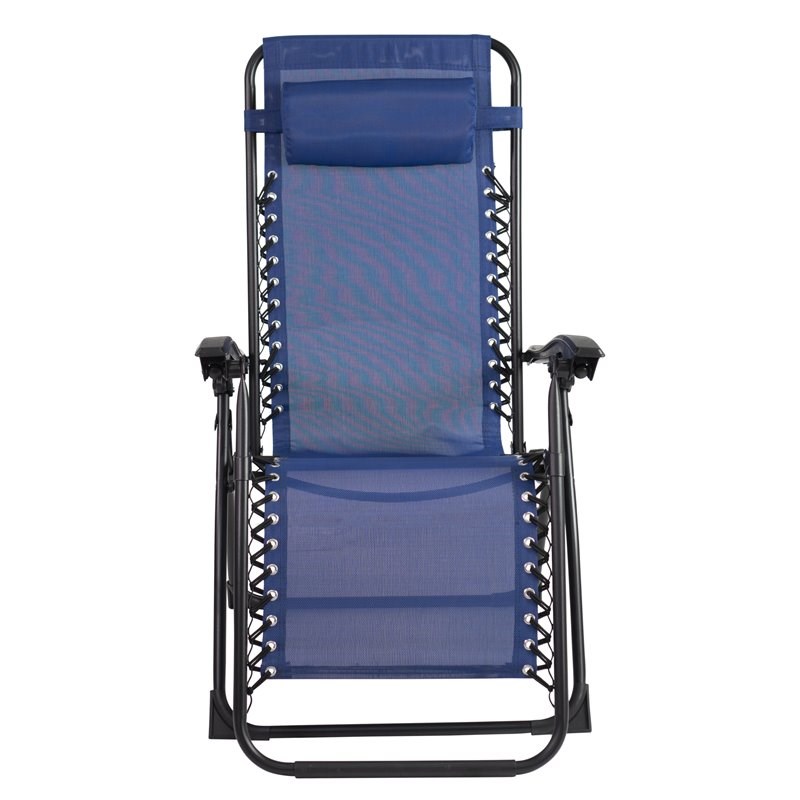 Patio Premier 2PK Gravity Chairs with Foot cover & Big Cupholder in Blue