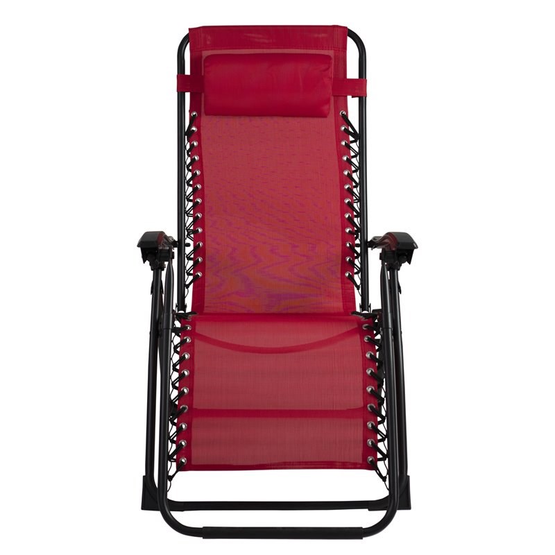 Patio Premier 2PK Gravity Chairs with Foot cover & Big Cupholder in Red