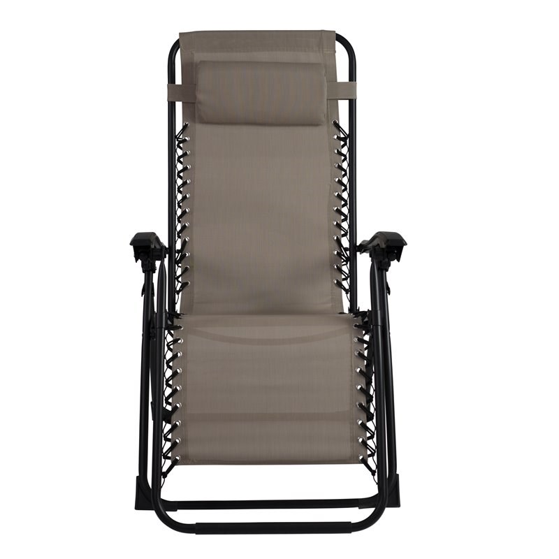 Patio Premier 2PK Gravity Chairs with Foot cover & Big Cupholder in Taupe